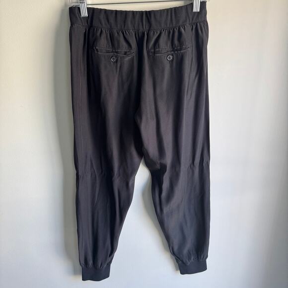 ATM Silk Jogger Pants Sz S Black Elastic Waist High Rise Pockets - Picture 5 of 8